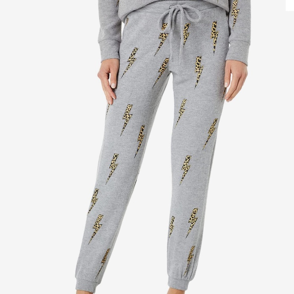 Chaser Animal Bolts Jogger Pants Drawstring Waistband Gray NWT